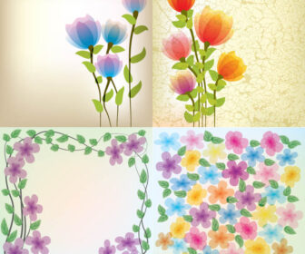 Abstract floral cards vector 2