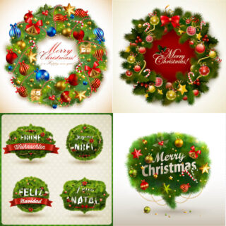 Decorated Christmas wreath vector