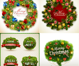 Decorated Christmas wreath vector