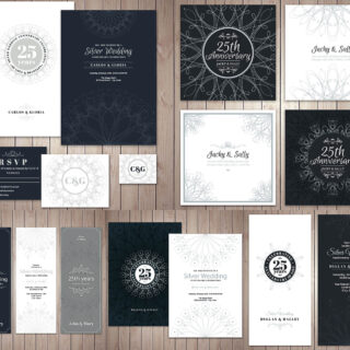 Silver wedding invitations vector