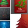 Set of 5 Christmas greeting cards with stylized Christmas trees and snowflakes. These holiday vector backgrounds are made in modern style for banners, cards, postcards, posters, brochures and covers. Format: Ai or EPS stock vector clip art. Free for download. Vector set name: “Christmas Greeting Card with Christmas trees”. Theme tags: holiday design templates, Xmas tree cards, flat design Christmas.