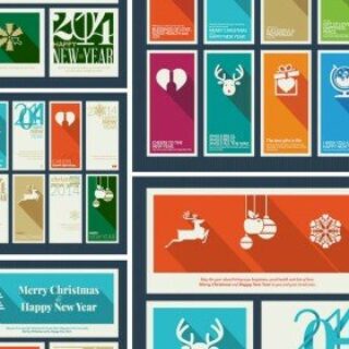 Flat design Christmas vector set - cards, brochures, banners and backgrounds