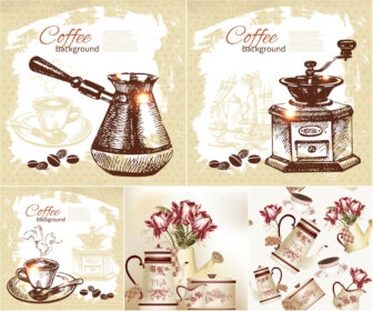 Hand drawn coffee backgrounds vector