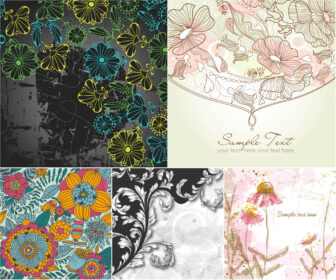 Hand drawn floral vector backgrounds