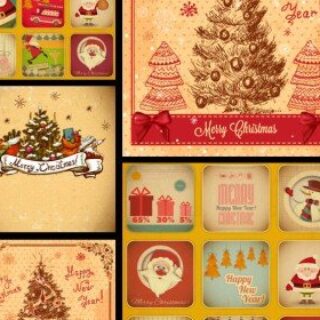 Retro Christmas backgrounds vector graphics