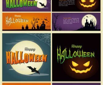 Retro Halloween posters and banners vector