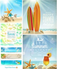 Summer backgrounds vector clip art