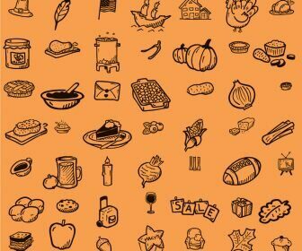 Thanksgiving icons vector templates