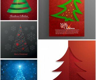 Vector Christmas Greeting Card with Christmas trees