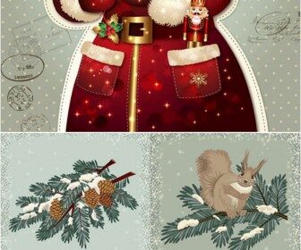 Vintage Christmas cards templates vector