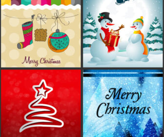 Beautiful Christmas backgrounds vector set