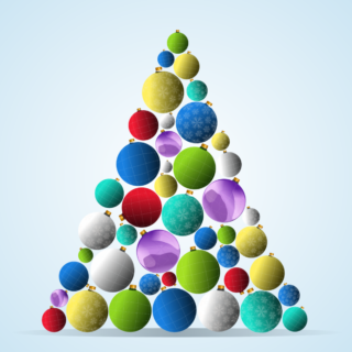 Christmas balls with ornaments and stars vector