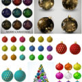 Christmas balls with ornaments and stars vector