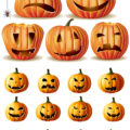 Funny Halloween pumpkins vector