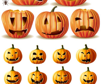 Funny Halloween pumpkins vector