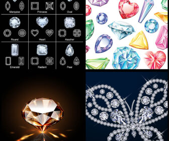 Diamonds of various shapes vector