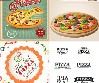 Inscriptions pizza and backgrounds vector