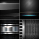 Metal backgrounds with metal inserts vectors