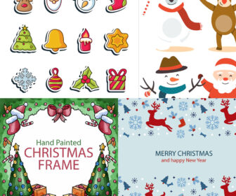 The deer snowmen and bears on Christmas backgrounds vector